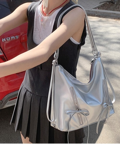 gossip！ロサンゼルス（ゴシップロサンゼルス）の「Y2K リボン　ショルダーバッグ 2WAY（ショルダーバッグ・レディース・シルバー/ピンク/オフホワイト/ブラック/ブラウン/カーキ/ブラック系その他/ブラック系その他2/ホワイト系その他・FREE）」の22枚目の写真