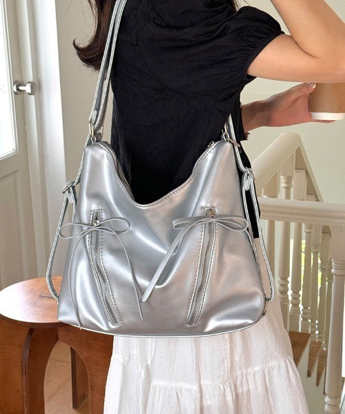 gossip！ロサンゼルス（ゴシップロサンゼルス）の「Y2K リボン　ショルダーバッグ 2WAY（ショルダーバッグ・レディース・シルバー/ピンク/オフホワイト/ブラック/ブラウン/カーキ/ブラック系その他/ブラック系その他2/ホワイト系その他・FREE）」の16枚目の写真