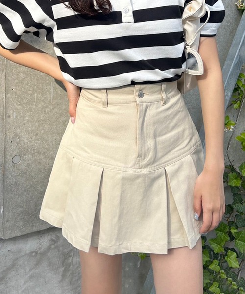 one after another NICE CLAUP(ワンアフターアナザーナイスクラップ)の「ボックスプリーツミニスカート(スカート・レディース・ブラック/ベージュ/オフホワイト/ブルー系その他/ピンク系その他/ネイビー/サックスブルー/ブラウン系その他/ピンク系その他2・FREE)」の1枚目の写真