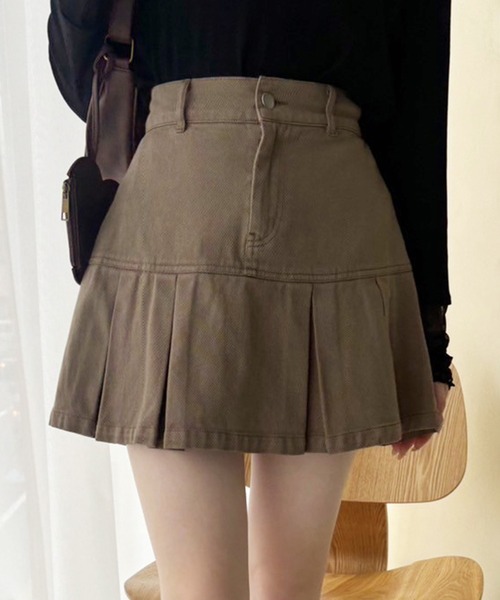 one after another NICE CLAUP(ワンアフターアナザーナイスクラップ)の「ボックスプリーツミニスカート(スカート・レディース・ブラック/ベージュ/オフホワイト/ブルー系その他/ピンク系その他/ネイビー/サックスブルー/ブラウン系その他/ピンク系その他2・FREE)」の4枚目の写真