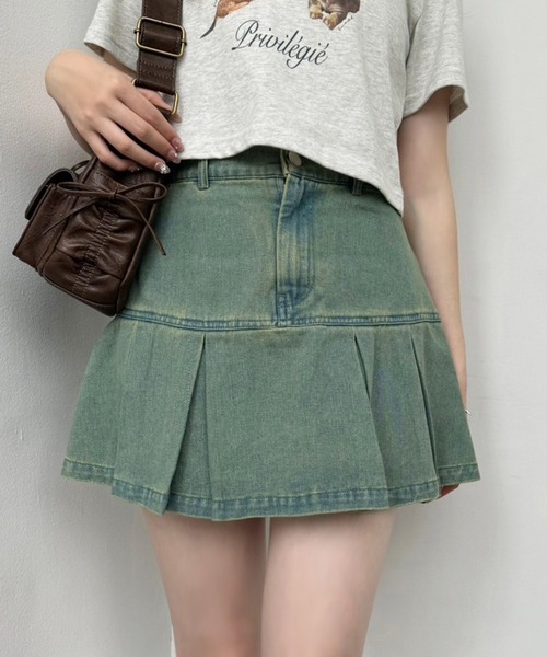 one after another NICE CLAUP(ワンアフターアナザーナイスクラップ)の「ボックスプリーツミニスカート(スカート・レディース・ブラック/ベージュ/オフホワイト/ブルー系その他/ピンク系その他/ネイビー/サックスブルー/ブラウン系その他/ピンク系その他2・FREE)」の6枚目の写真