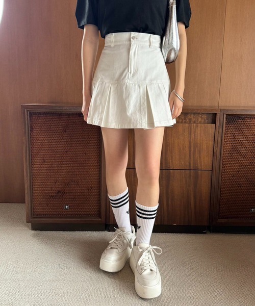 one after another NICE CLAUP(ワンアフターアナザーナイスクラップ)の「ボックスプリーツミニスカート(スカート・レディース・ブラック/ベージュ/オフホワイト/ブルー系その他/ピンク系その他/ネイビー/サックスブルー/ブラウン系その他/ピンク系その他2・FREE)」の14枚目の写真