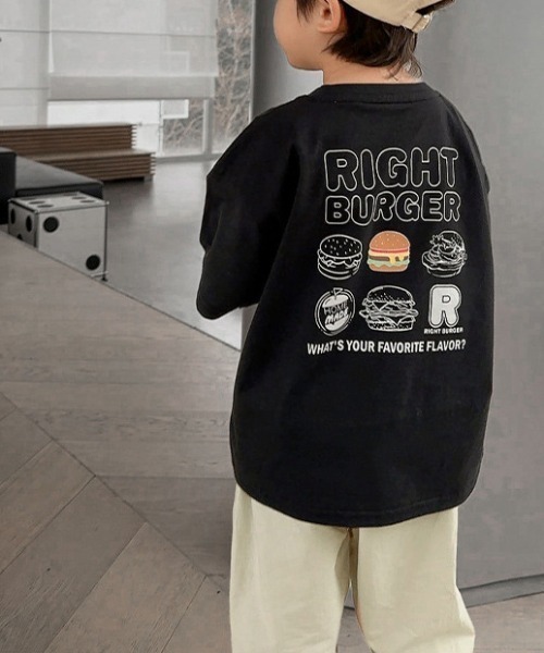 Tickle（ティックル）の「‘FAST FOODS’イラストロゴＴシャツ（Tシャツ/カットソー・キッズ・ブラック/ホワイト/パープル・90/100/110/120/130/140）」の2枚目の写真