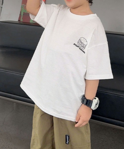 Tickle（ティックル）の「‘FAST FOODS’イラストロゴＴシャツ（Tシャツ/カットソー・キッズ・ブラック/ホワイト/パープル・90/100/110/120/130/140）」の5枚目の写真