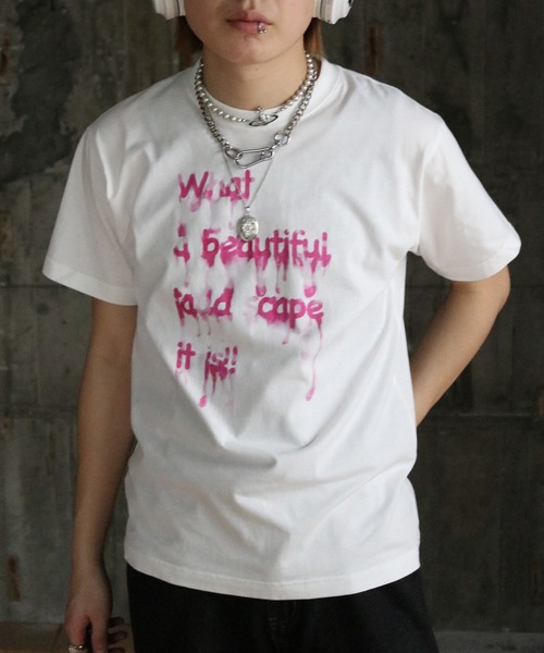 UNIT CHEST(ユニットチェスト)の「【UNIT CHEST】unique unisex T-shirt DRIP INK Tシャツ(Tシャツ/カットソー・メンズ・ホワイト系その他/ホワイト系その他2・L/M/S)」の1枚目の写真