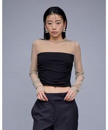 THINGS THAT MATTER | 【THINGS THAT MATTER/シングス ザット マター】シアードレープリブトップス/SHEER & DRAPE RIB TOPS(Tシャツ/カットソー)