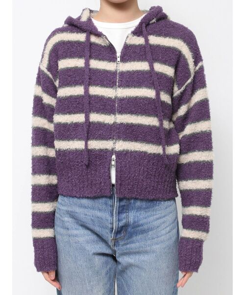 【セール】シャギーボーダーダブルZIPフーディー（パーカー）｜jouetie（ジュエティ）