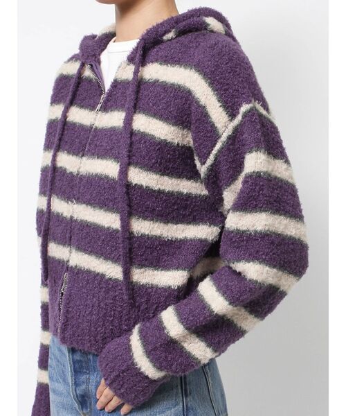 【セール】シャギーボーダーダブルZIPフーディー（パーカー）｜jouetie（ジュエティ）