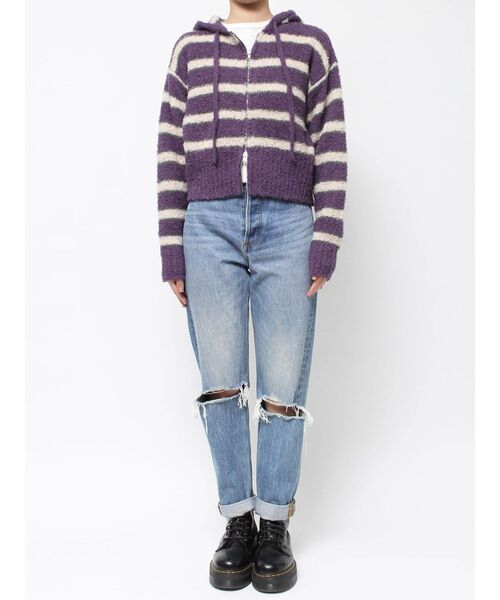 【セール】シャギーボーダーダブルZIPフーディー（パーカー）｜jouetie（ジュエティ）