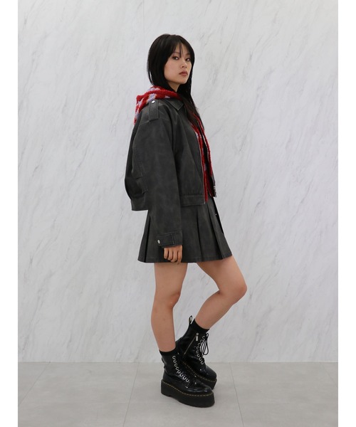 【セール】シャギーボーダーダブルZIPフーディー（パーカー）｜jouetie（ジュエティ）