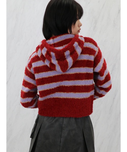 【セール】シャギーボーダーダブルZIPフーディー（パーカー）｜jouetie（ジュエティ）