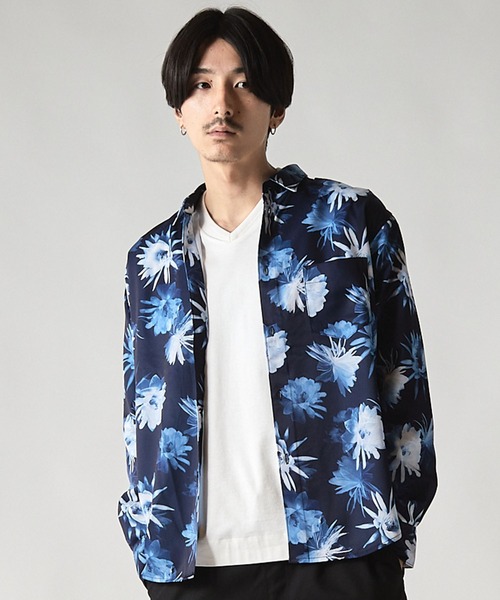 UNION STATION（ユニオンステーション）の「extra quality skinny fit flower shirt /エクストラクオリティ スキニーフィット フラワープリント シャツ（シャツ/ブラウス・メンズ・ホワイト系その他/ブルー系その他・L/M/LL）」の3枚目の写真