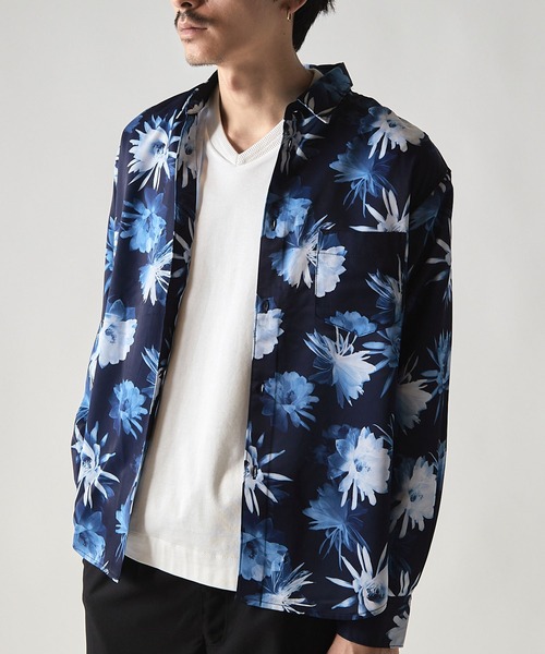UNION STATION（ユニオンステーション）の「extra quality skinny fit flower shirt /エクストラクオリティ スキニーフィット フラワープリント シャツ（シャツ/ブラウス・メンズ・ホワイト系その他/ブルー系その他・L/M/LL）」の7枚目の写真