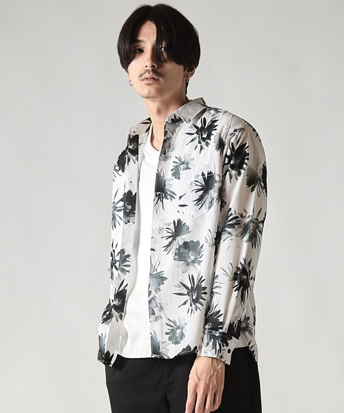 UNION STATION（ユニオンステーション）の「extra quality skinny fit flower shirt /エクストラクオリティ スキニーフィット フラワープリント シャツ（シャツ/ブラウス・メンズ・ホワイト系その他/ブルー系その他・L/M/LL）」の9枚目の写真