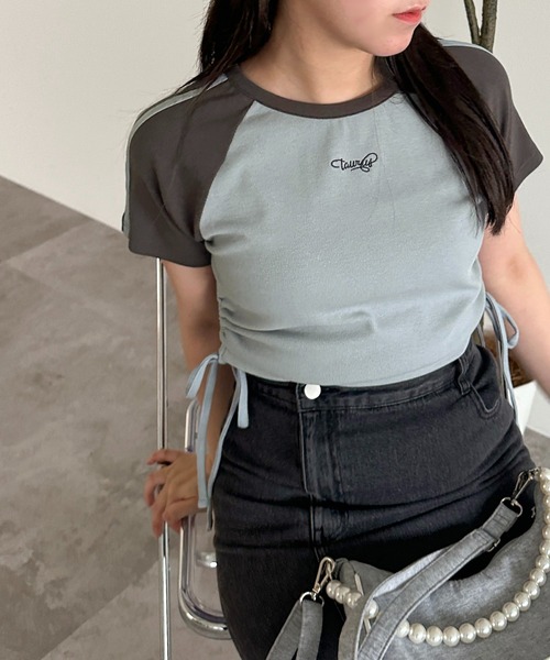 apres jour mignon(アプレジュールミニョン)の「【apres jour mignon SOIE】ドロストラグランTシャツ【ZOZOTOWN限定アイテム】(Tシャツ/カットソー・レディース・ライトベージュ/杢グレー/サックスブルー・フリー/X-LARGE)」の3枚目の写真