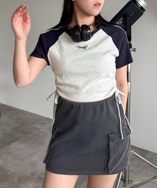 apres jour mignon(アプレジュールミニョン)の「【apres jour mignon SOIE】ドロストラグランTシャツ【ZOZOTOWN限定アイテム】(Tシャツ/カットソー・レディース・ライトベージュ/杢グレー/サックスブルー・フリー/X-LARGE)」の4枚目の写真