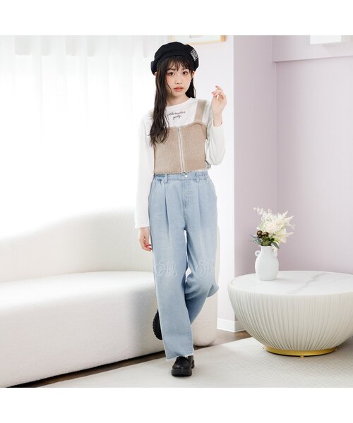 セール】シシュウワイドデニムパンツ（デニムパンツ）｜algy（アルジー