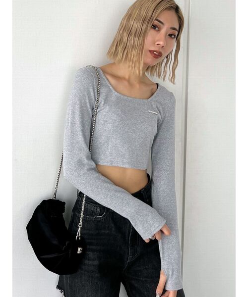 EMODA(エモダ)の「プレートクロップトップ(Tシャツ/カットソー・レディース・ホワイト/ブラック/グレー/その他・FREE)」の17枚目の写真