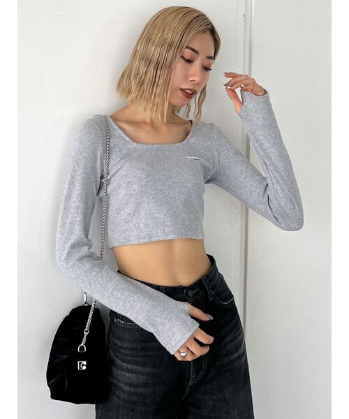 EMODA(エモダ)の「プレートクロップトップ(Tシャツ/カットソー・レディース・ホワイト/ブラック/グレー/その他・FREE)」の18枚目の写真