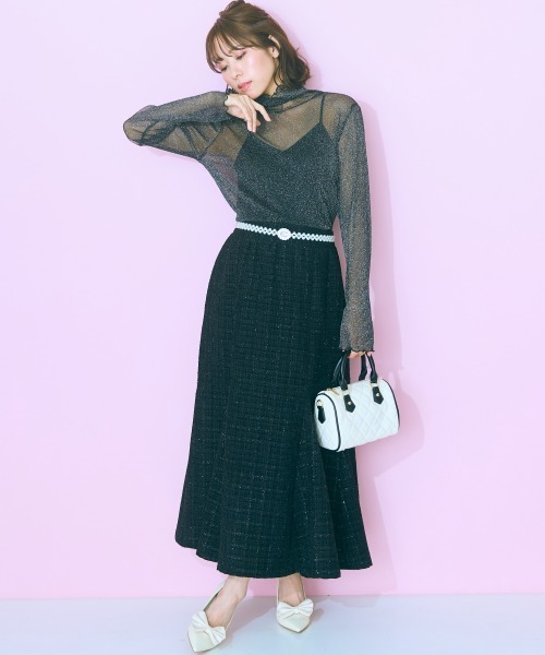 marun（マルン）の「＜大きいサイズ＞ ツイードマーメイドスカート marun（スカート・レディース・ブラック/アイボリー/ピンク・5L/4L/3L/LL/L）」の21枚目の写真