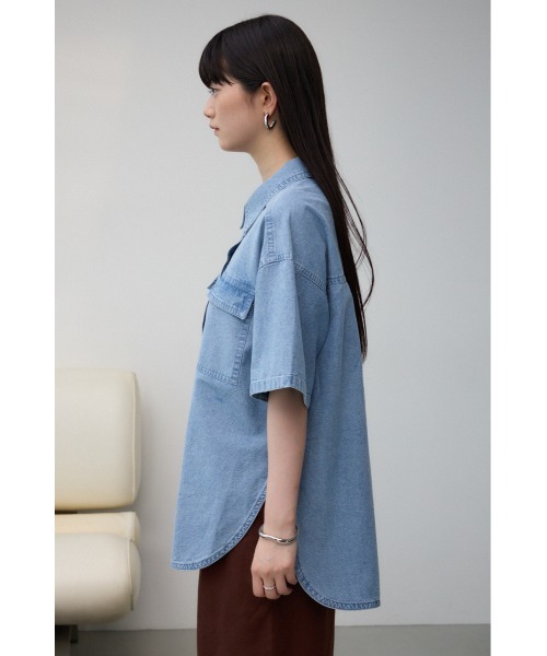 AZUL by moussy（アズールバイマウジー）の「シャンブレーオーバーシャツ（シャツ/ブラウス・レディース・ダークブルー/ライトブルー・FREE）」の11枚目の写真