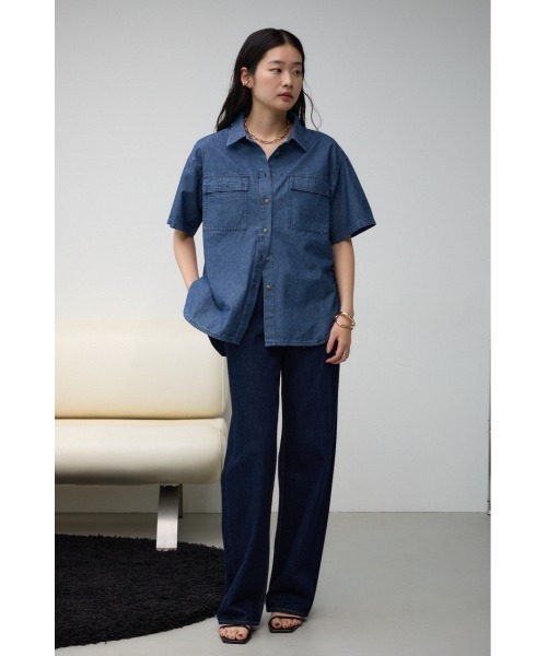 AZUL by moussy（アズールバイマウジー）の「シャンブレーオーバーシャツ（シャツ/ブラウス・レディース・ダークブルー/ライトブルー・FREE）」の19枚目の写真