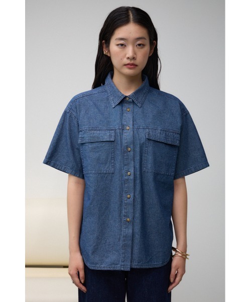 AZUL by moussy（アズールバイマウジー）の「シャンブレーオーバーシャツ（シャツ/ブラウス・レディース・ダークブルー/ライトブルー・FREE）」の20枚目の写真