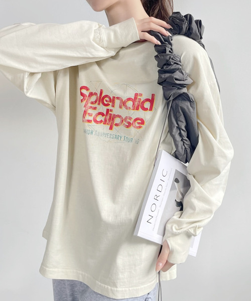 Ada.(エイダ)の「フェスデザイン ヴィンテージライク 長袖 Tシャツ(Tシャツ/カットソー・レディース・アイボリー/オートミール/チャコール・FREE)」の2枚目の写真