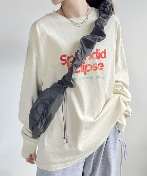 Ada.(エイダ)の「フェスデザイン ヴィンテージライク 長袖 Tシャツ(Tシャツ/カットソー・レディース・アイボリー/オートミール/チャコール・FREE)」の22枚目の写真