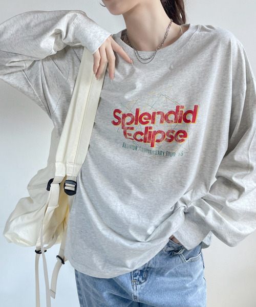 Ada.(エイダ)の「フェスデザイン ヴィンテージライク 長袖 Tシャツ(Tシャツ/カットソー・レディース・アイボリー/オートミール/チャコール・FREE)」の7枚目の写真