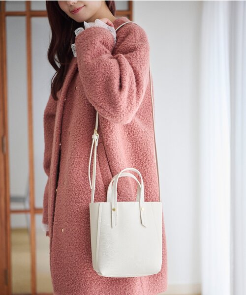 index（インデックス）の「◆フェイクレザーミニショルダーバッグ（ショルダーバッグ・レディース・ブラック/オフホワイト/グレー/チャコールグレー/ベージュ・00）」の6枚目の写真