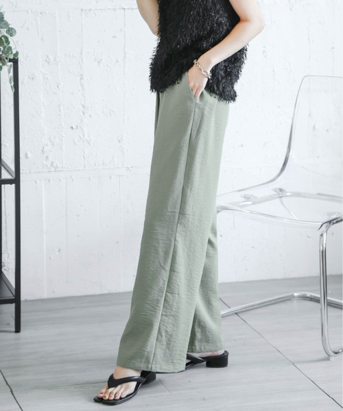 La-gemme(ラジェム)の「エラスティックウエスト ワイドパンツ(その他パンツ・レディース・ブラック/ベージュ/グリーン/ピンク・M/L)」の13枚目の写真