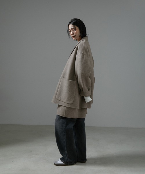 SALON adam et rope'（サロン アダム エ ロペ）の「ピュアラムウールリバージャケットコート（その他アウター・レディース・ブラック/オフホワイト/ブラウン系その他2・FREE）」の17枚目の写真