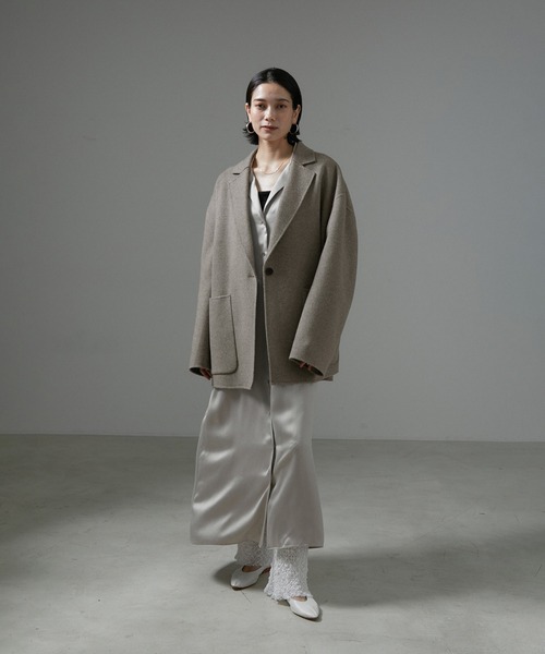 SALON adam et rope'（サロン アダム エ ロペ）の「ピュアラムウールリバージャケットコート（その他アウター・レディース・ブラック/オフホワイト/ブラウン系その他2・FREE）」の18枚目の写真