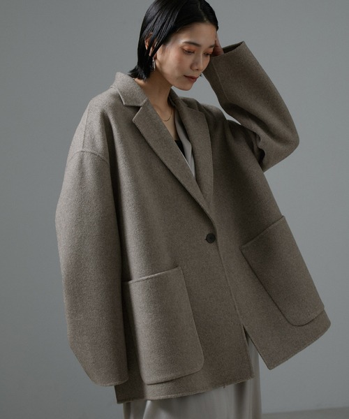 SALON adam et rope'（サロン アダム エ ロペ）の「ピュアラムウールリバージャケットコート（その他アウター・レディース・ブラック/オフホワイト/ブラウン系その他2・FREE）」の19枚目の写真