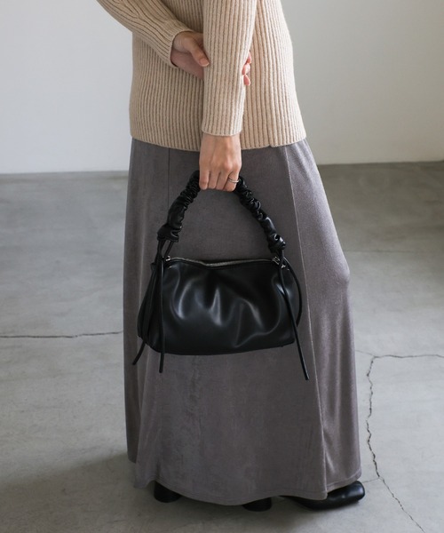 select MOCA（セレクトモカ）の「2WAYギャザーハンドルバッグ（ハンドバッグ・レディース・ベージュ/ブラック・FREE）」の10枚目の写真