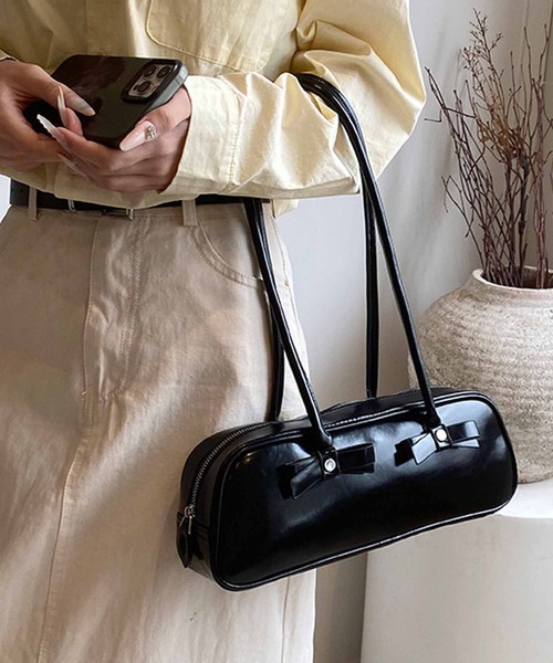 セール】リボン付きワイドボストンバッグ（ハンドバッグ）｜NANEA