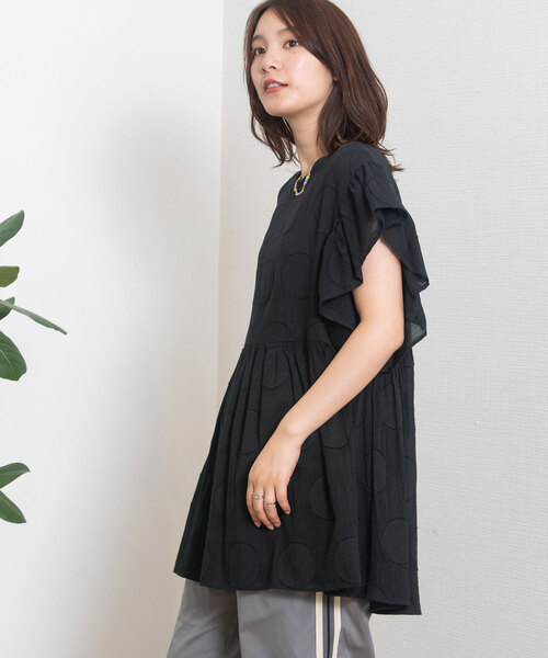 POU DOU DOU（プードゥドゥ）の「＜madeinINDIA＞サークルカットドビーシャツ（シャツ/ブラウス・レディース・ライトブルー/ブラック/オフホワイト・M）」の6枚目の写真