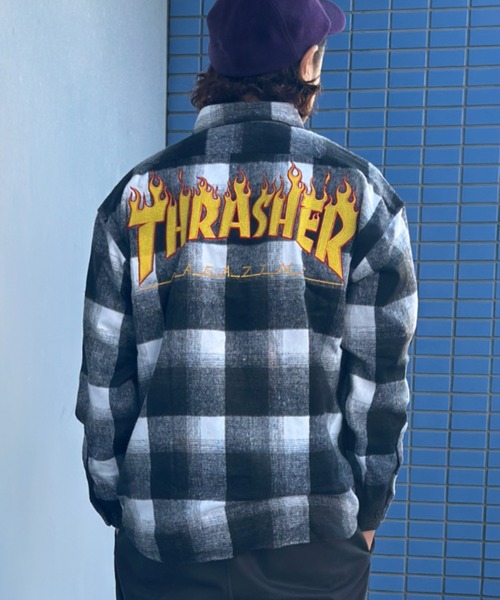 【THRASHER/スラッシャー】バック刺繍ネルチェックシャツ（シャツ/ブラウス）｜THRASHER（スラッシャー）シャツ/ブラウス