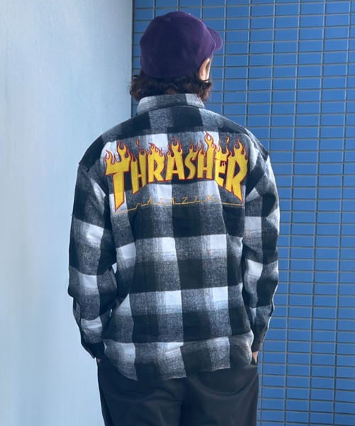 【THRASHER/スラッシャー】バック刺繍ネルチェックシャツ（シャツ/ブラウス）｜THRASHER（スラッシャー）