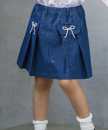 SLAP SLIP | リボンパールフラップ付きデニムプリーツスカパン(90~140cm)(スカート)