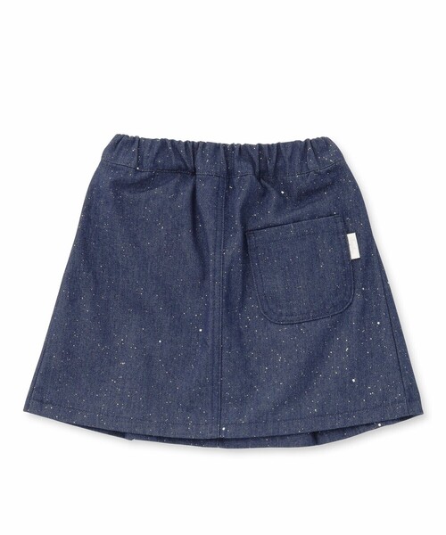 SLAP SLIP（スラップスリップ）の「リボンパールフラップ付きデニムプリーツスカパン(90~140cm)（スカート・キッズ・ブルー/ネイビー・90cm/100cm/120cm/110cm/130cm/140cm）」の6枚目の写真
