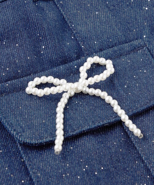 SLAP SLIP（スラップスリップ）の「リボンパールフラップ付きデニムプリーツスカパン(90~140cm)（スカート・キッズ・ブルー/ネイビー・90cm/100cm/120cm/110cm/130cm/140cm）」の7枚目の写真