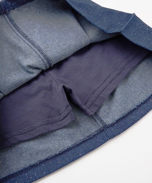 SLAP SLIP（スラップスリップ）の「リボンパールフラップ付きデニムプリーツスカパン(90~140cm)（スカート・キッズ・ブルー/ネイビー・90cm/100cm/120cm/110cm/130cm/140cm）」の8枚目の写真