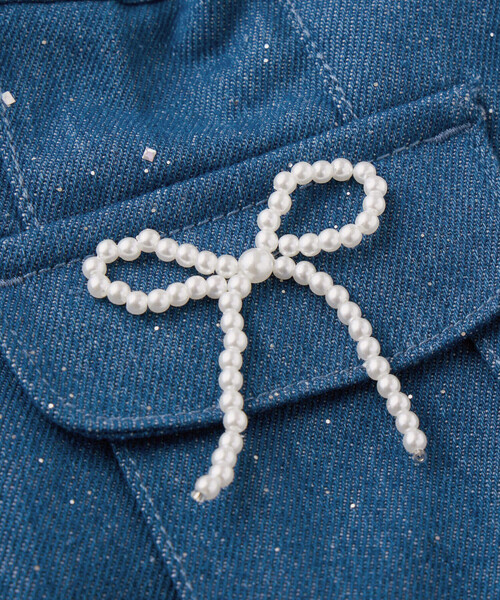 SLAP SLIP（スラップスリップ）の「リボンパールフラップ付きデニムプリーツスカパン(90~140cm)（スカート・キッズ・ブルー/ネイビー・90cm/100cm/120cm/110cm/130cm/140cm）」の13枚目の写真