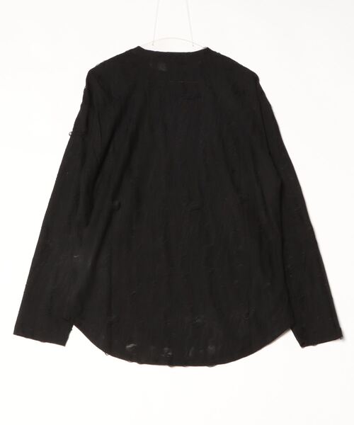 REGIEVO(レジエボ)の「【REGIEVO】 古着風 クラッシュダメージ加工 ロンTee(Tシャツ/カットソー・メンズ・グレー/ブラック・MEDIUM/LARGE)」の3枚目の写真
