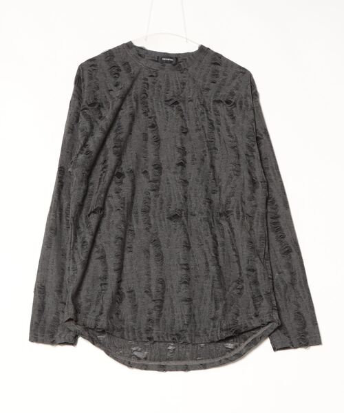 REGIEVO(レジエボ)の「【REGIEVO】 古着風 クラッシュダメージ加工 ロンTee(Tシャツ/カットソー・メンズ・グレー/ブラック・MEDIUM/LARGE)」の14枚目の写真