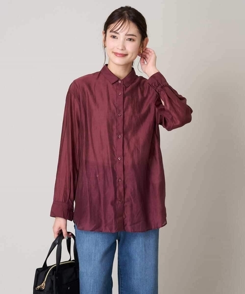 a.v.v(アーヴェヴェ)の「バックタックシアーシャツ(シャツ/ブラウス・レディース・ボルドー/ブルー/ブラック・36/38/42/34/40)」の11枚目の写真