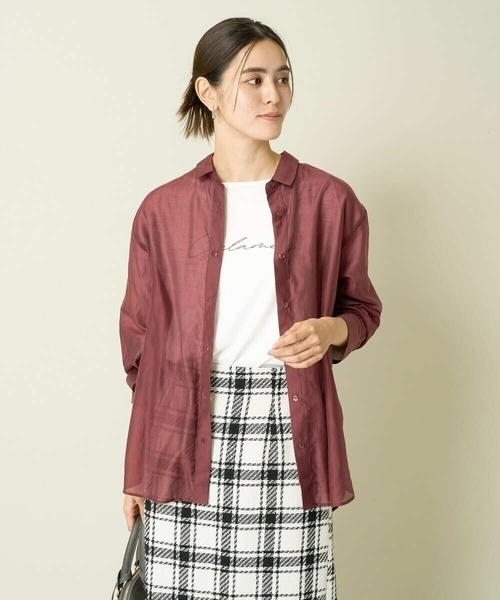 a.v.v(アーヴェヴェ)の「バックタックシアーシャツ(シャツ/ブラウス・レディース・ボルドー/ブルー/ブラック・36/38/42/34/40)」の14枚目の写真