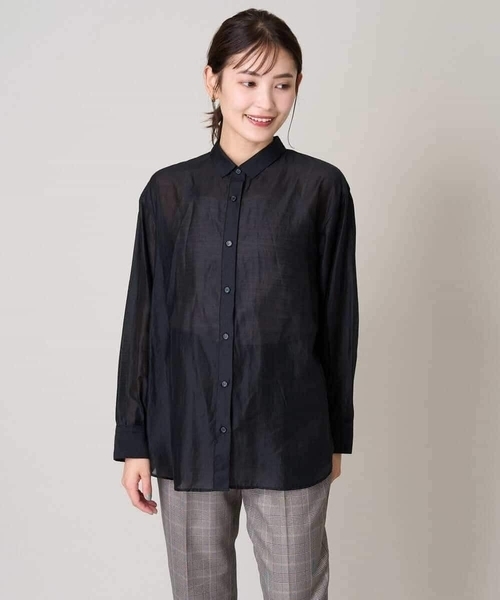 a.v.v(アーヴェヴェ)の「バックタックシアーシャツ(シャツ/ブラウス・レディース・ボルドー/ブルー/ブラック・36/38/42/34/40)」の6枚目の写真